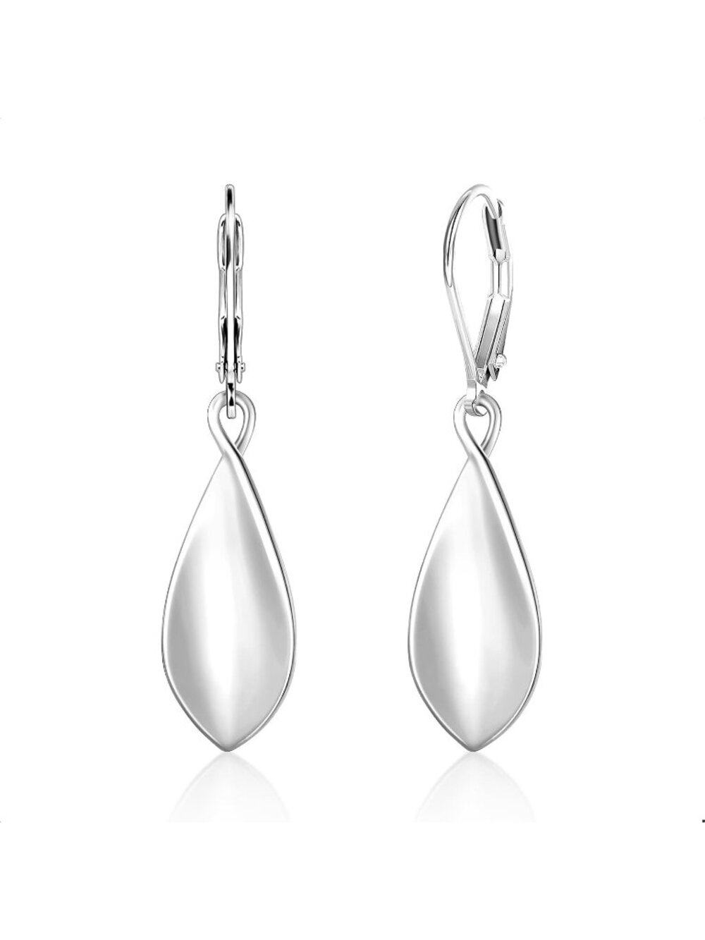Silver Teardrop Drop Earrings for Women, Elegant Dangle Lever Back Hook Jewelry